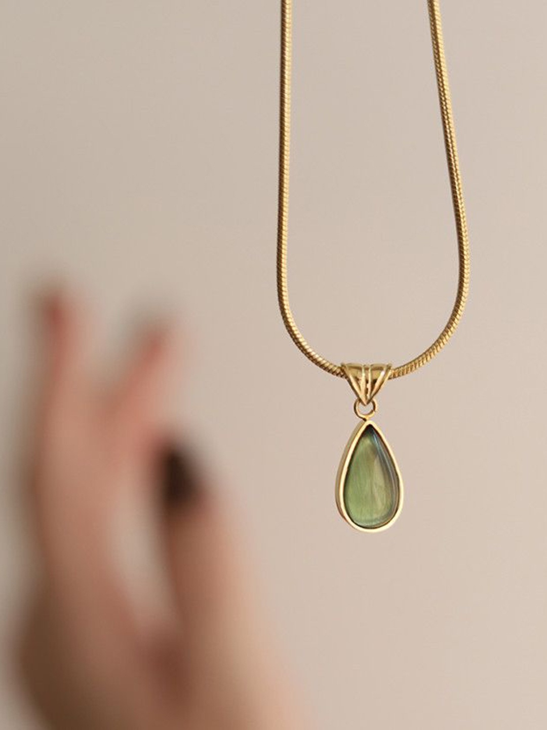 

Just Lil Things Teardrop Shaped Pendant With Chain, Gold