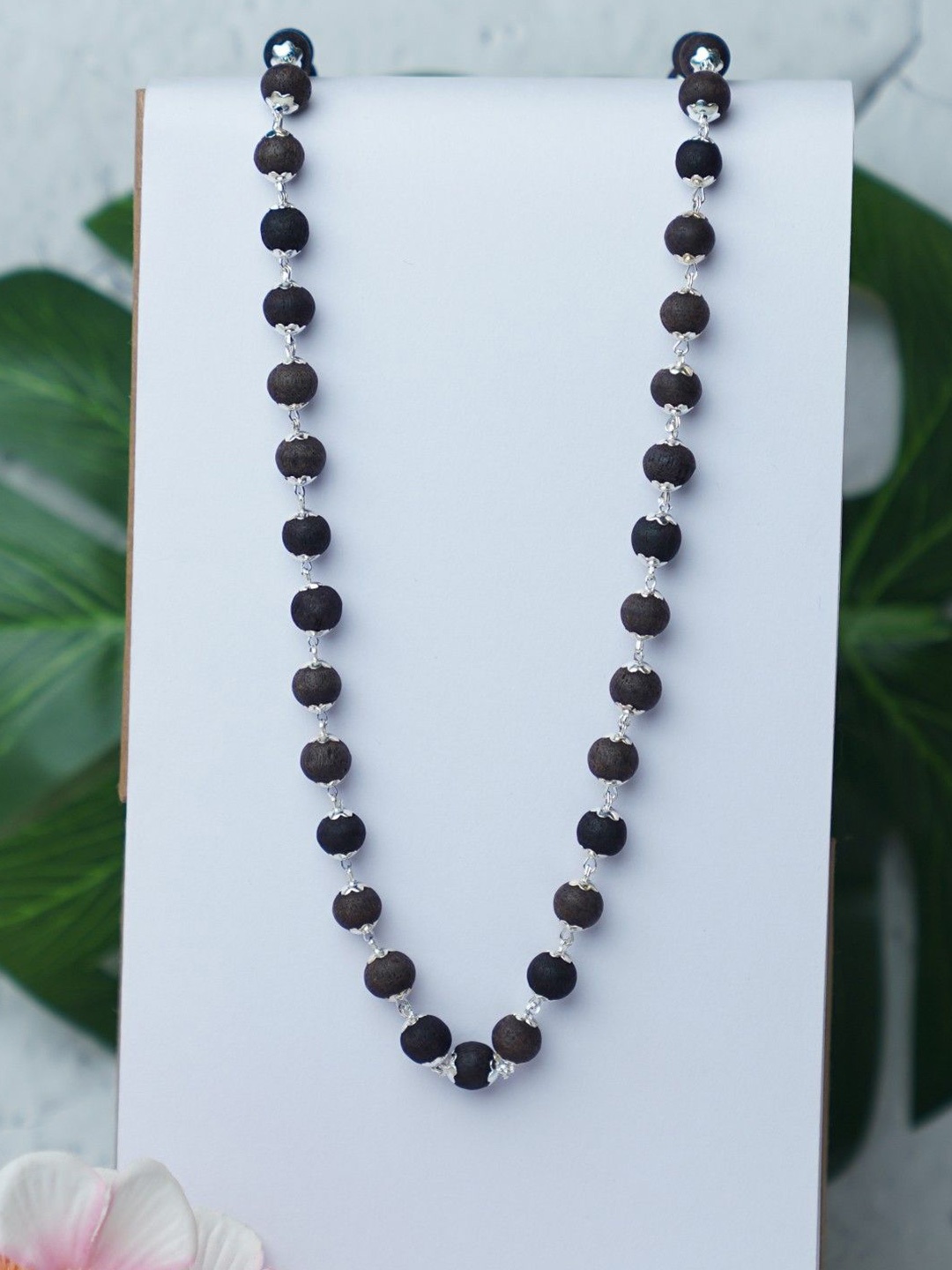 

Japam Silver Plated Eternal Karungali Mala - Natural Ebony Wood