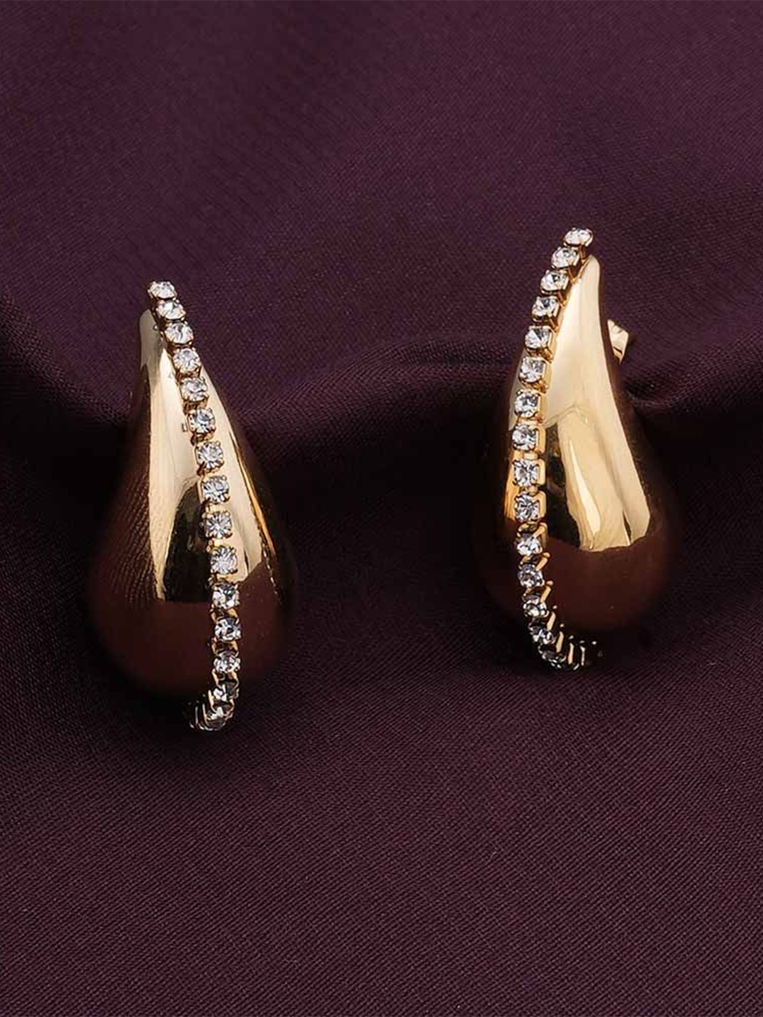 

PALMONAS Oval Studs Earrings, Gold