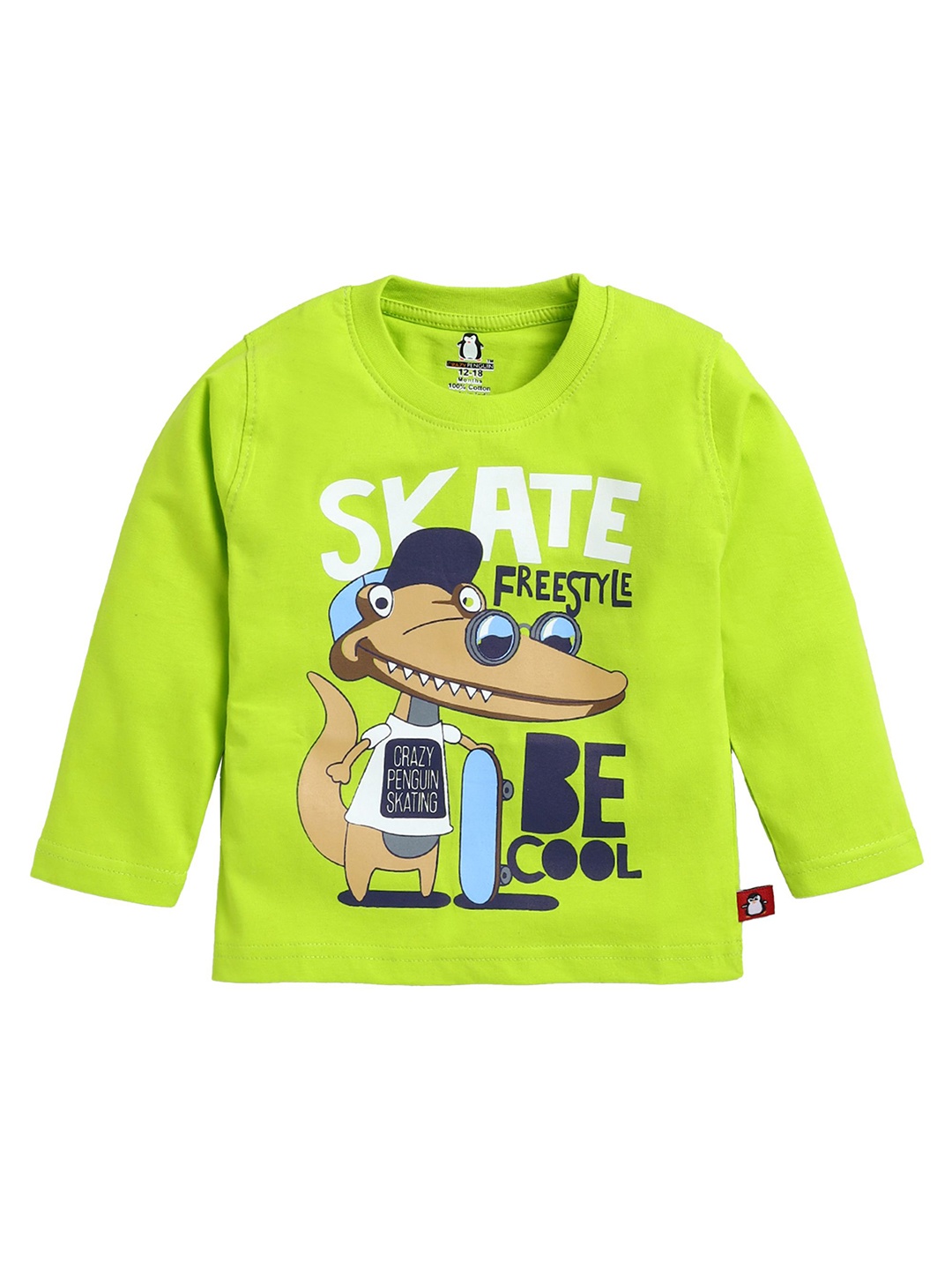 

CRAZYPENGUIN ELITE Boys Graphic Printed Round Neck Cotton T-shirt, Green