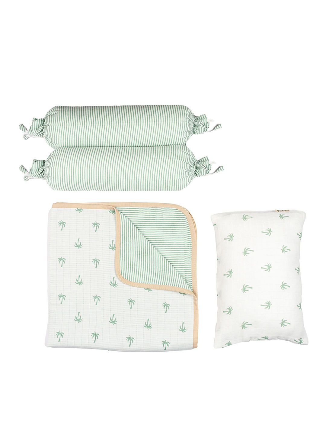 

Masilo Infants Green & White Printed Organic Cotton Baby Bed Set