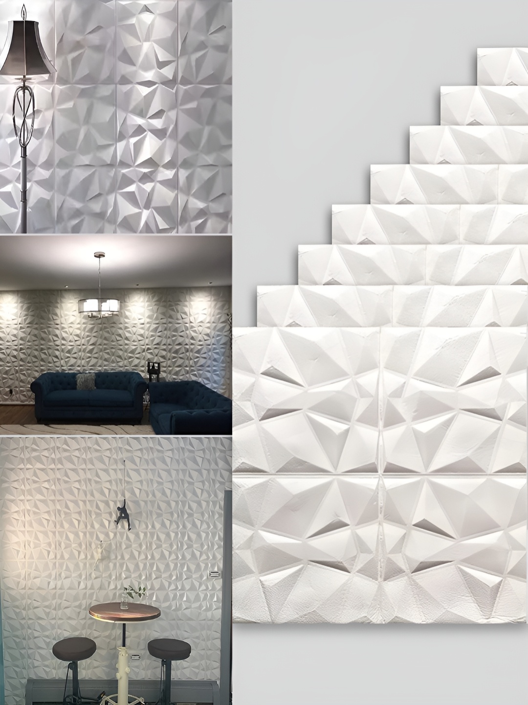 

Lukzer 8-Pcs White Abstract Self-Adhesive Wall Panels