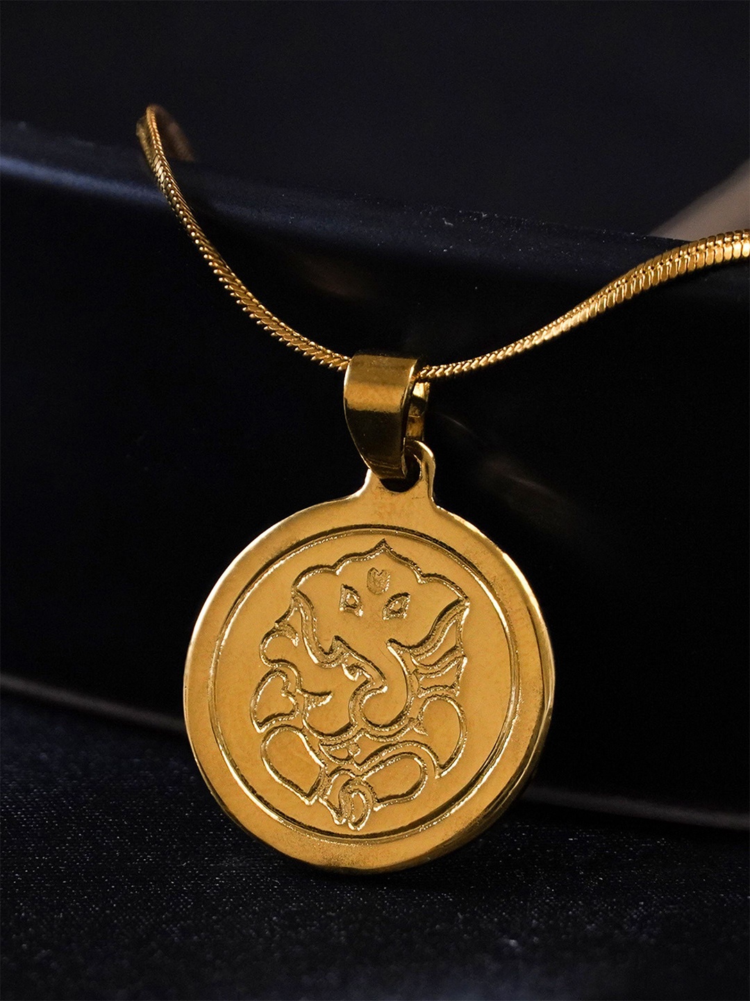 

Japam Gold Plated Ganesh Ji Coin Pendant With chain