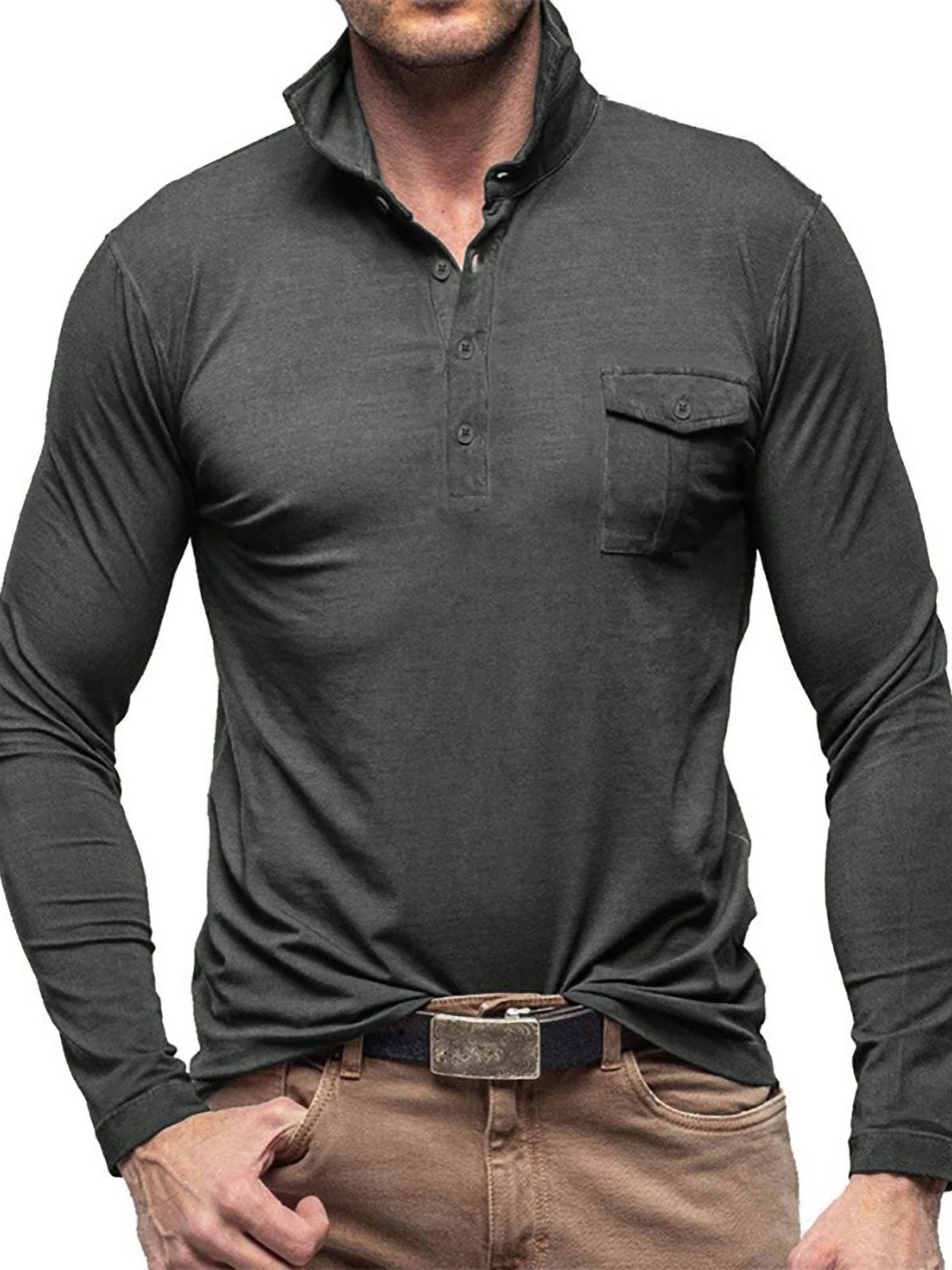 

StyleCast x Revolte Men Polo Collar T-shirt, Grey
