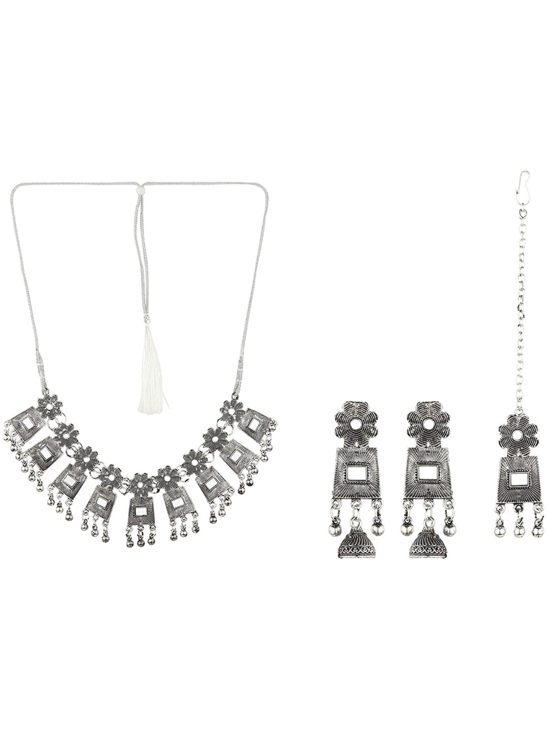 

Rhosyn Women Brass Silver-Plated Jewlery Set