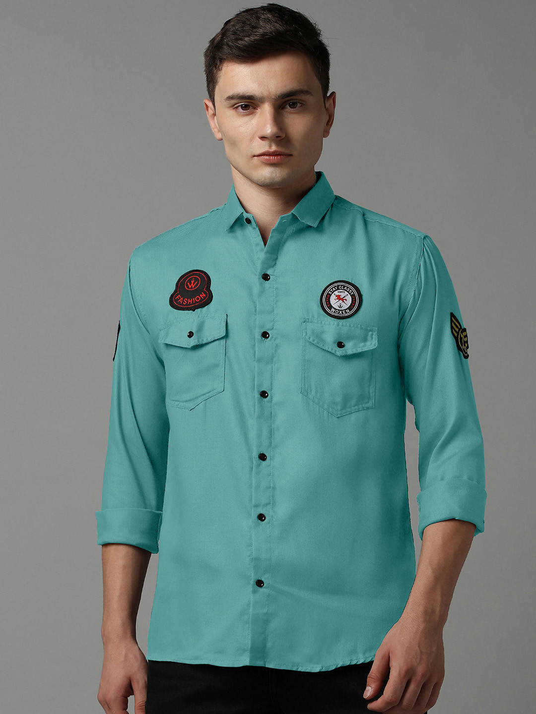 

WOXEN Men Original Opaque Casual Shirt, Sea green