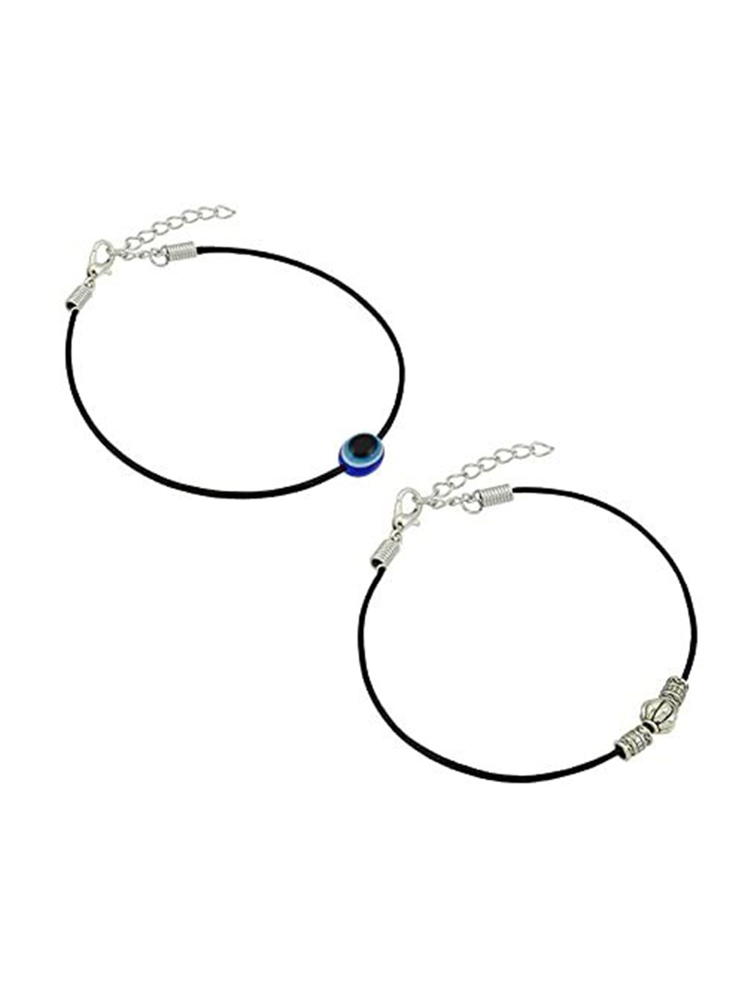 

HIGH TRENDZ Women Set of 2 Anklets, Black