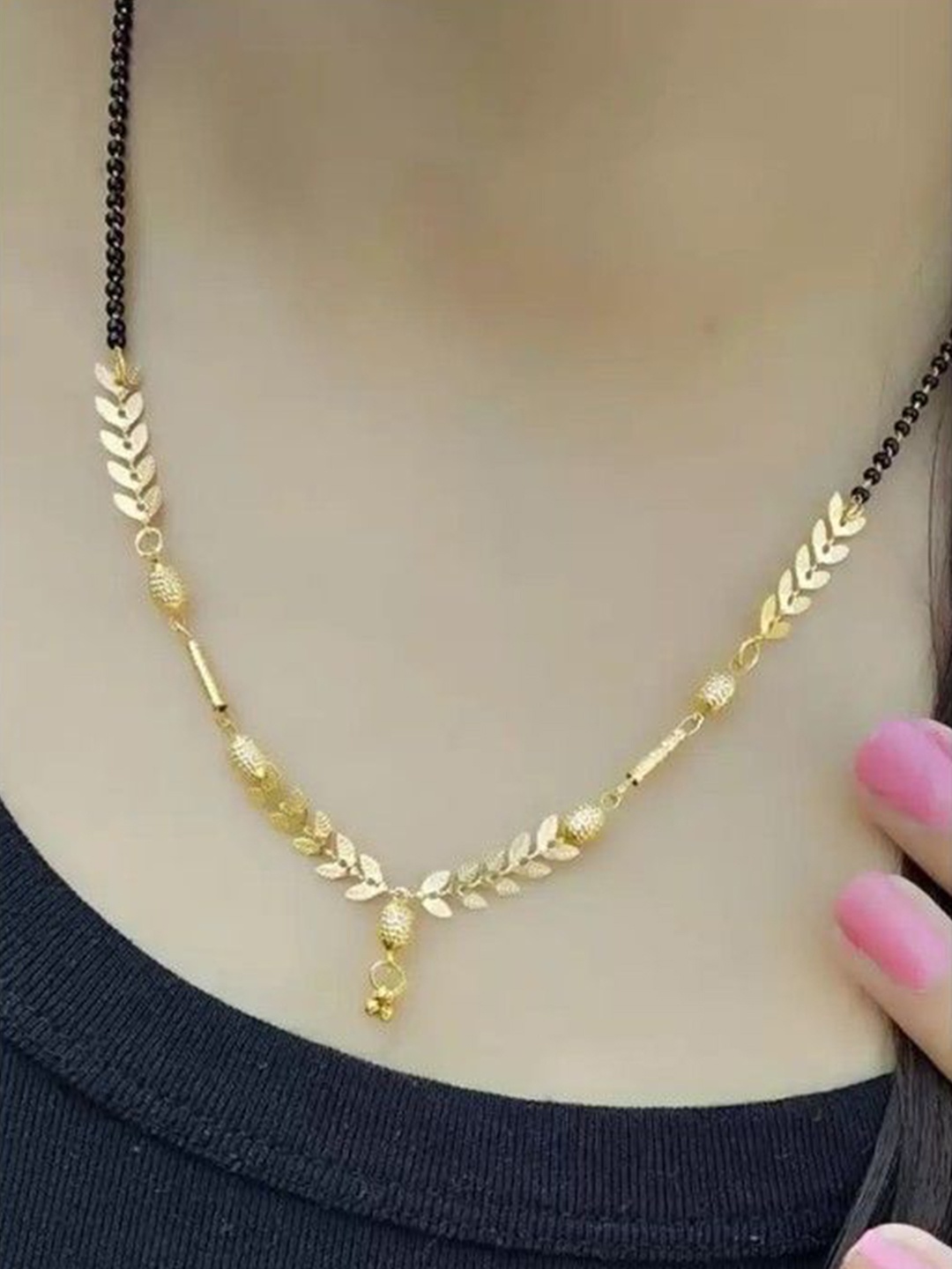 

Wynona Gold-Plated Artificial Beads Mangalsutra