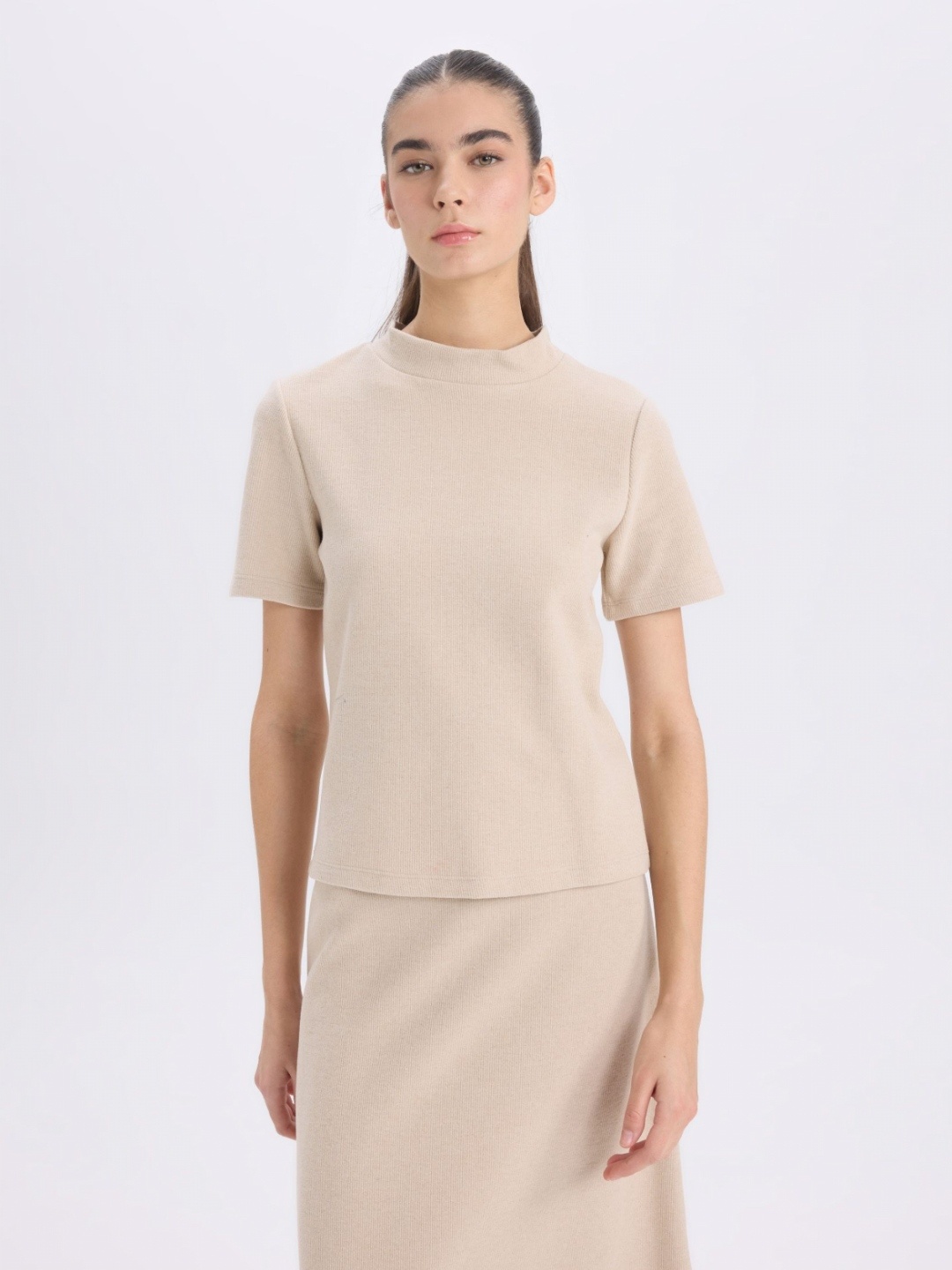 

DeFacto Women Mandarin Collar T-shirt, Na