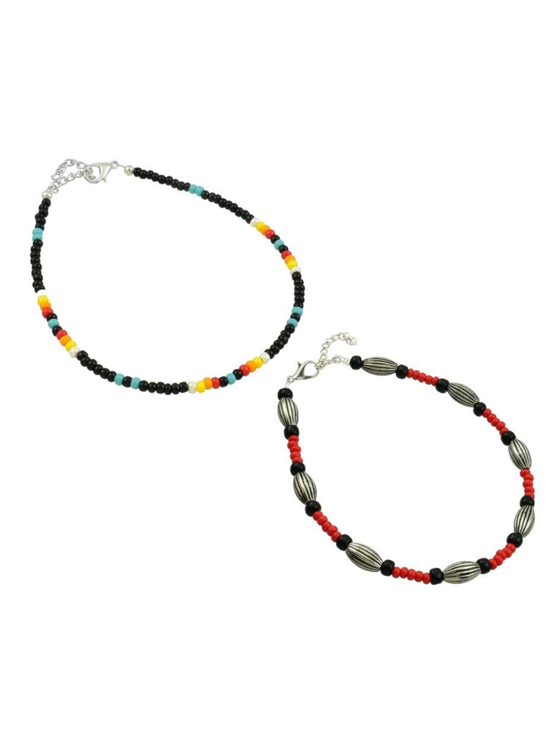 

HIGH TRENDZ Women Set of 2 Anklets, Black