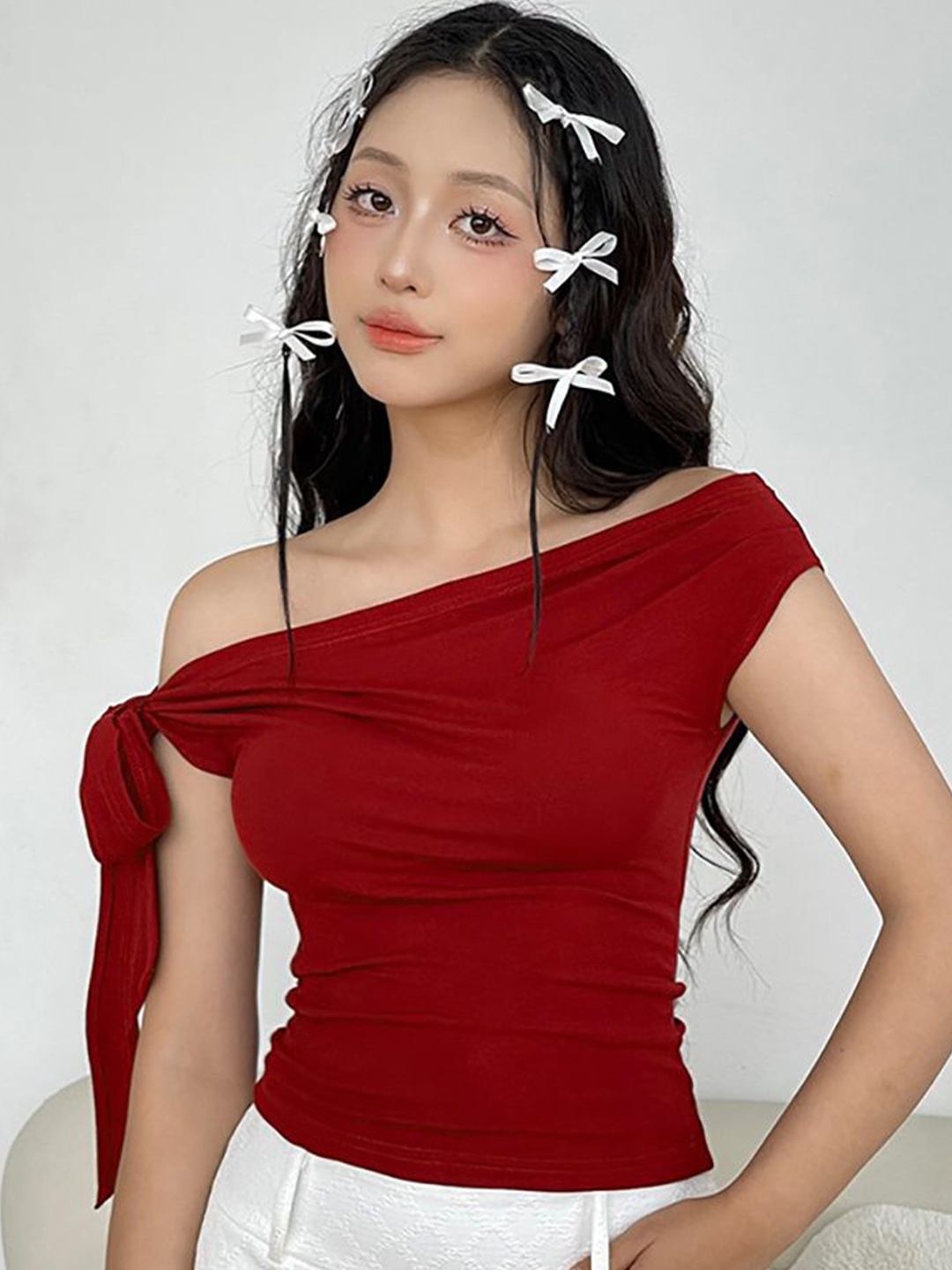 

StyleCast x Revolte Off-Shoulder Top, Red