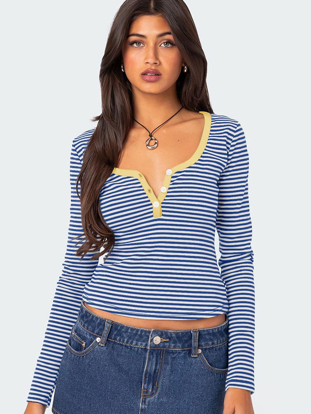 

LULU & SKY Striped Crop Top, Multi