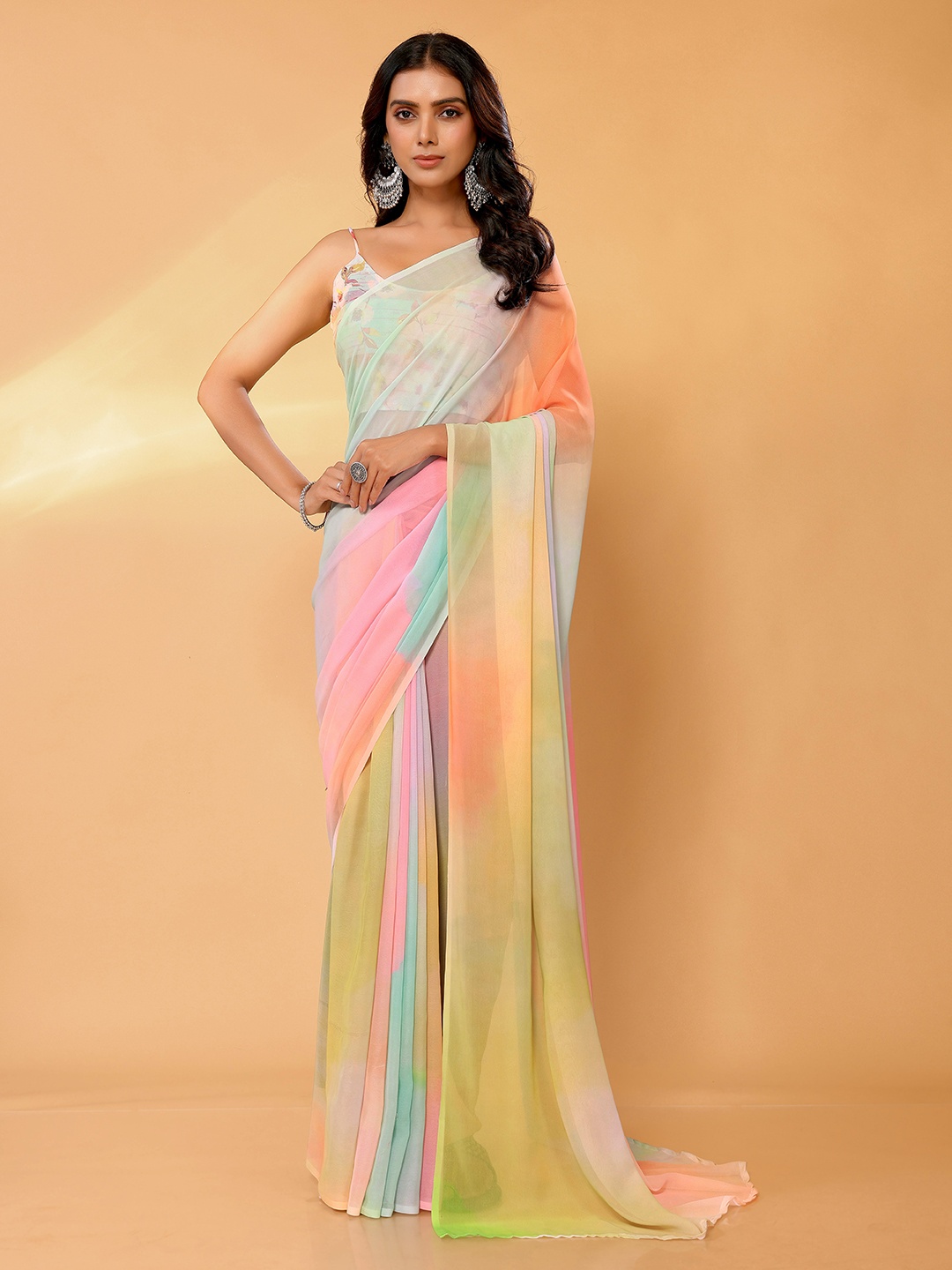 

KALINI Ombre Poly Georgette Saree, Pink