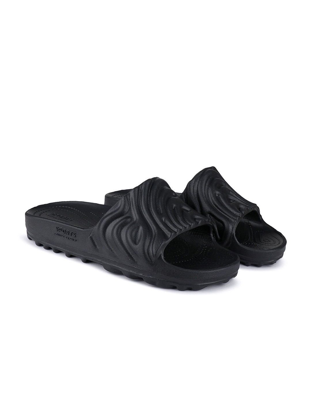 

BERSACHE Men Rubber Sliders, Black