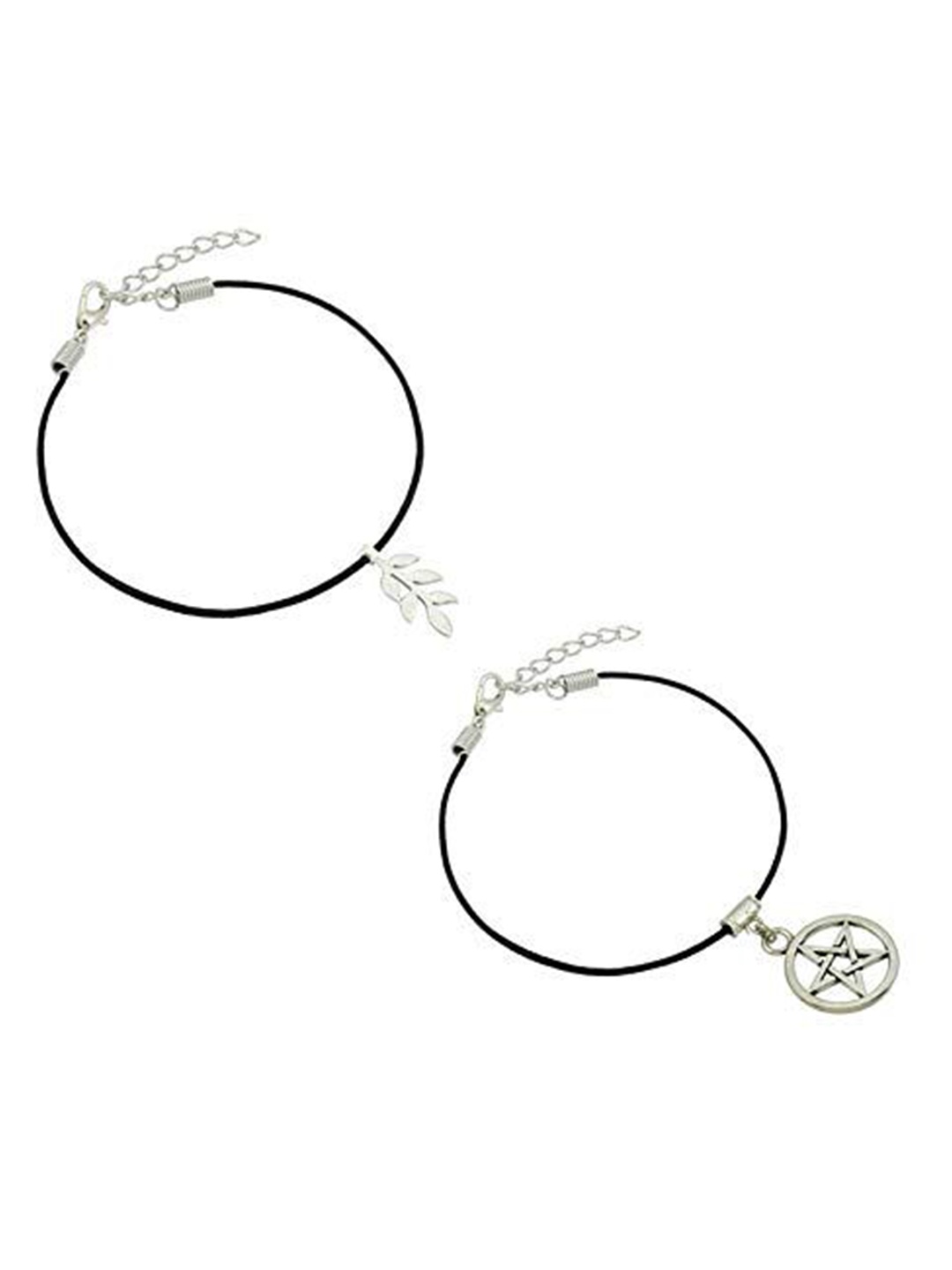 

HIGH TRENDZ Women Set of 2 Anklets, Black