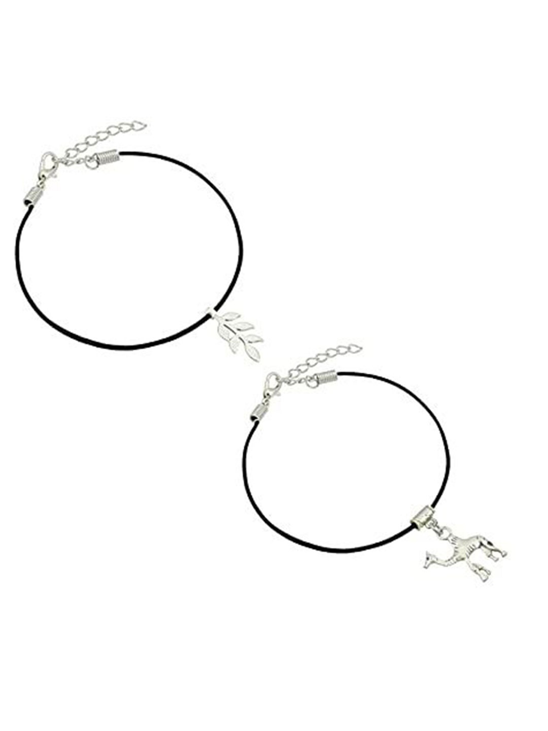 

HIGH TRENDZ Women Set of 2 Anklets, Black