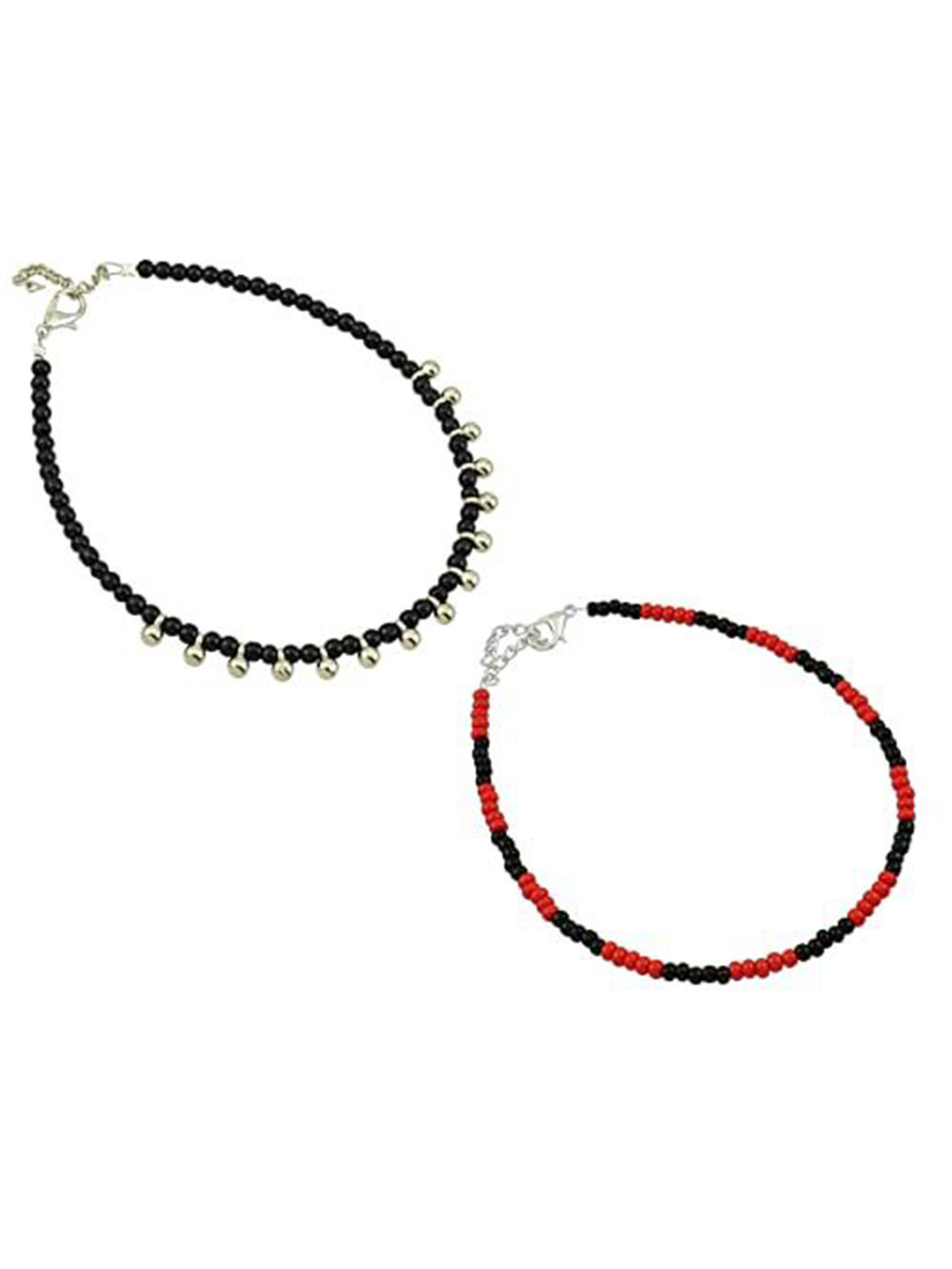 

HIGH TRENDZ Women Set of 2 Anklets, Black