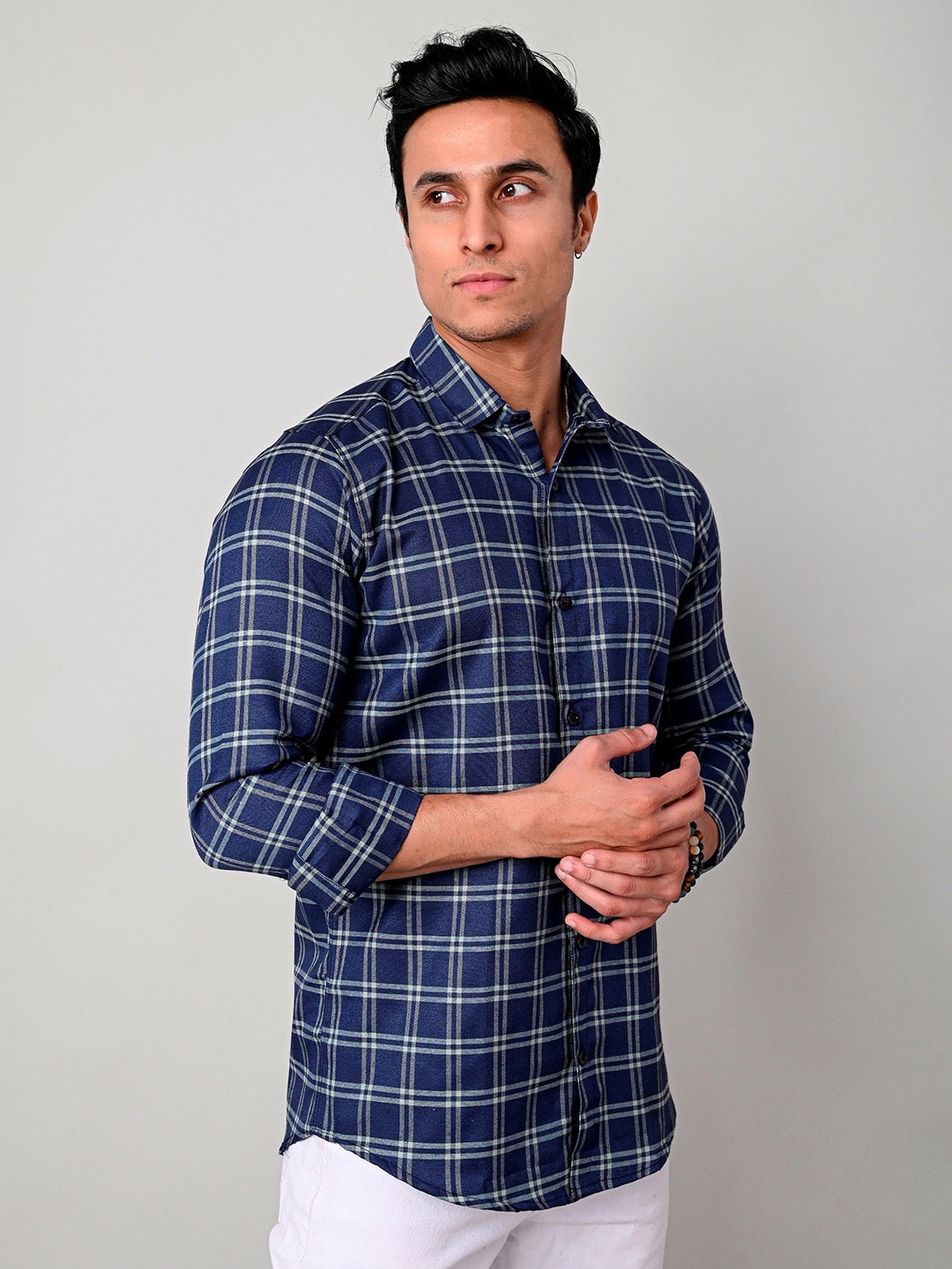 

Tanip Men Comfort Sheer Checked Casual Shirt, Green