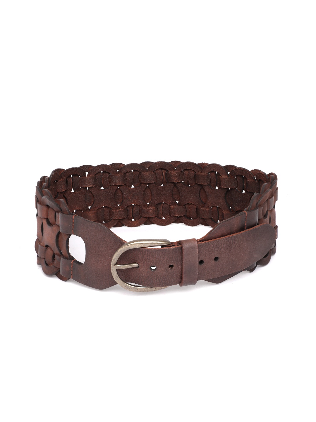 

ART N VINTAGE Women Braided Leather Belt, Brown