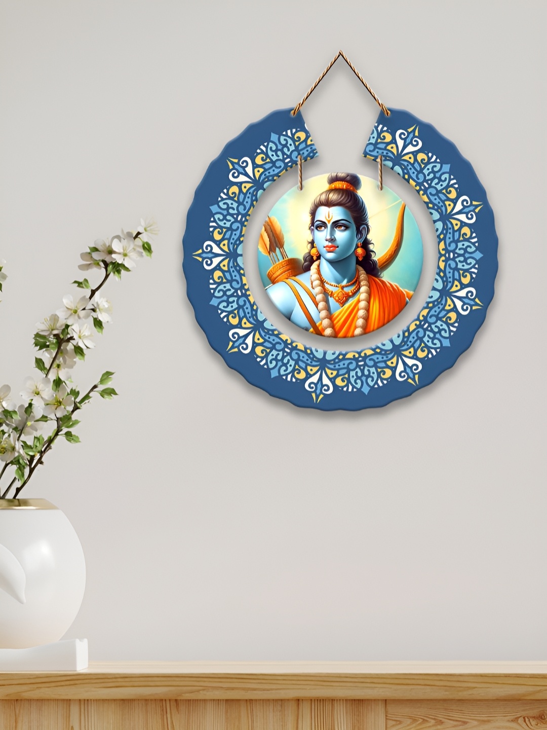 

ArtVibes Blue & White Printed Wooden Wall Hanging