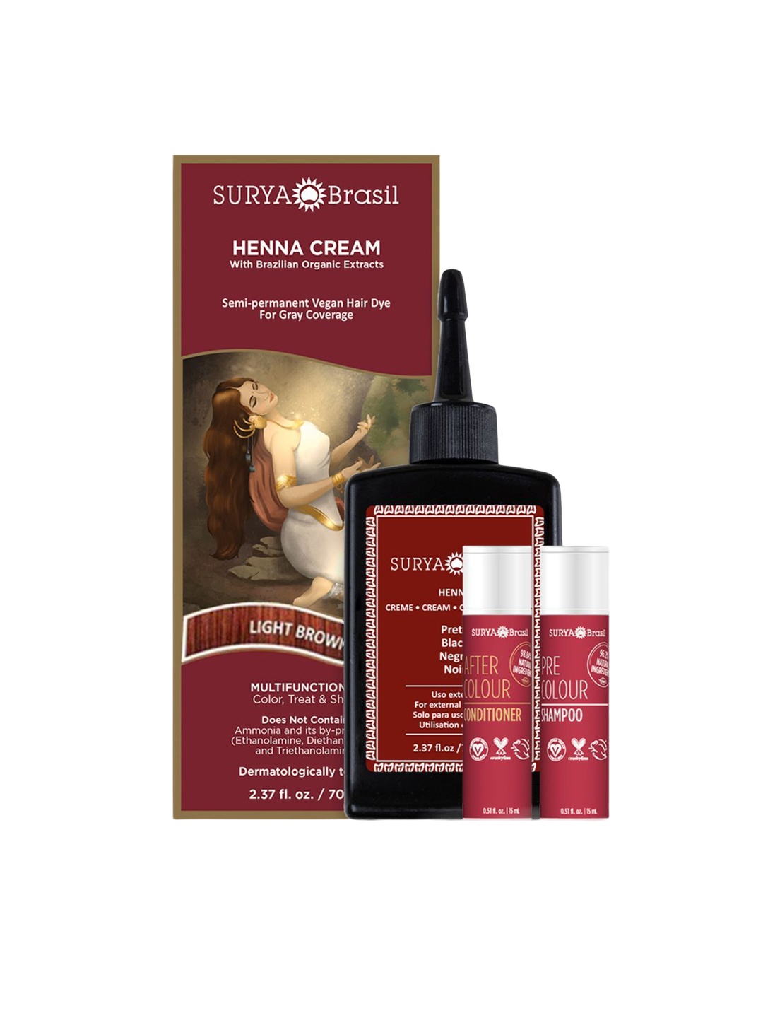 

SURYA Brasil Henna Cream With Shampoo & Conditioner - 70 ml - Light Brown, Maroon
