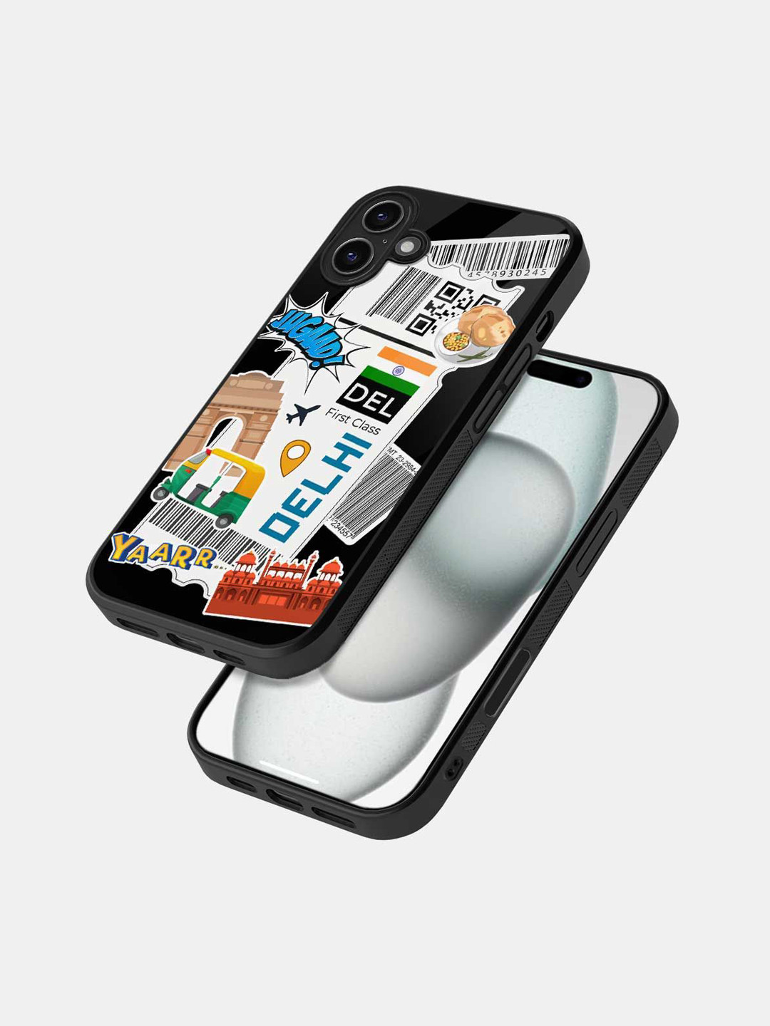 

macmerise Quirky Printed iPhone 16 Bumper Case Mobile Accessories, Black