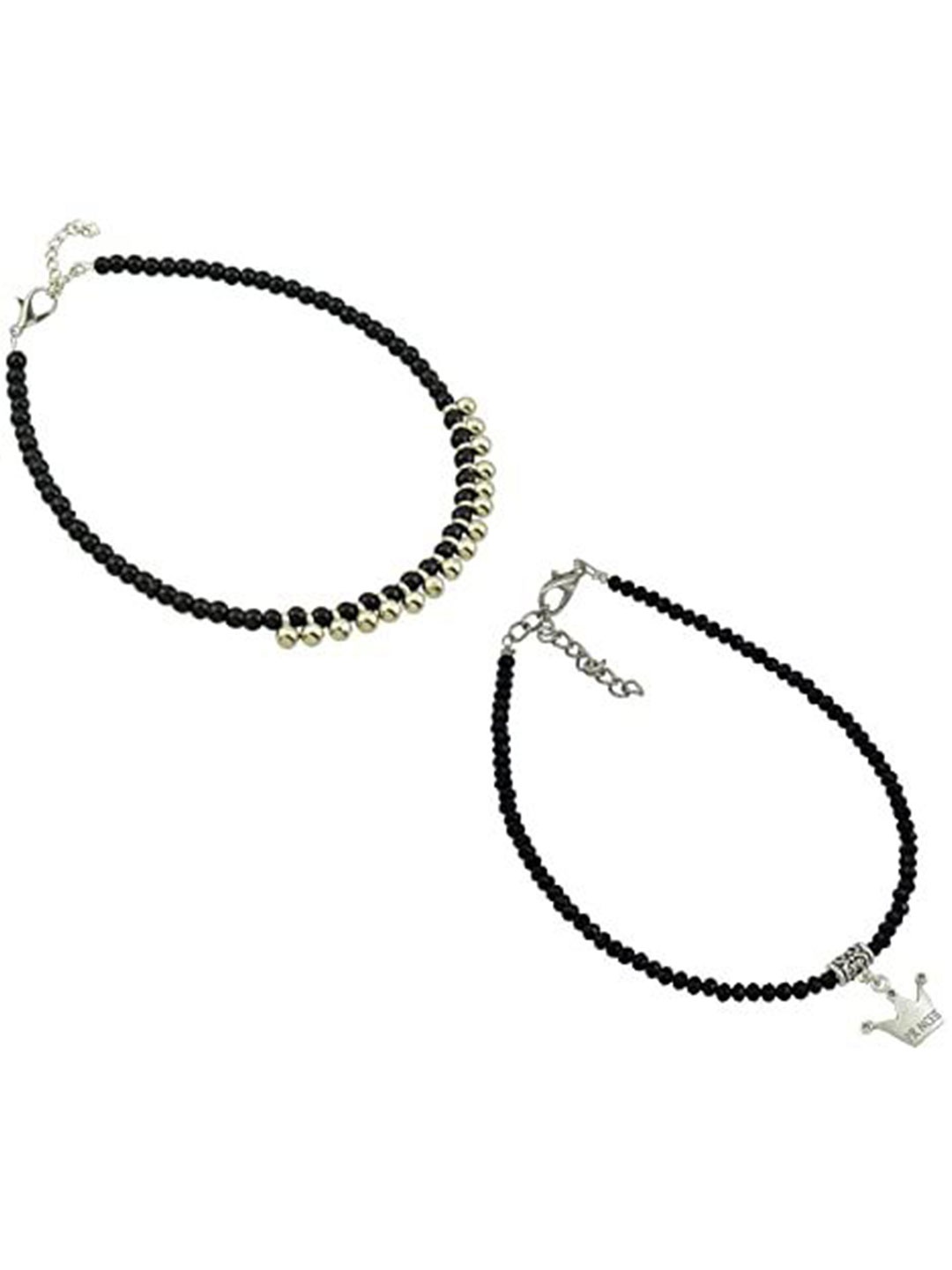 

HIGH TRENDZ Women Set of 2 Anklets, Black