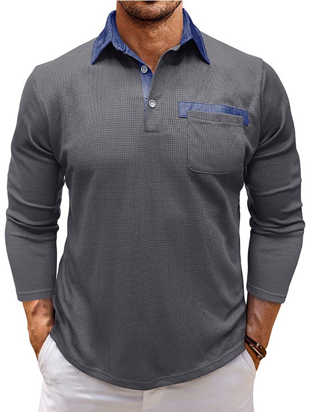 

StyleCast x Revolte Men Polo Collar T-shirt, Grey