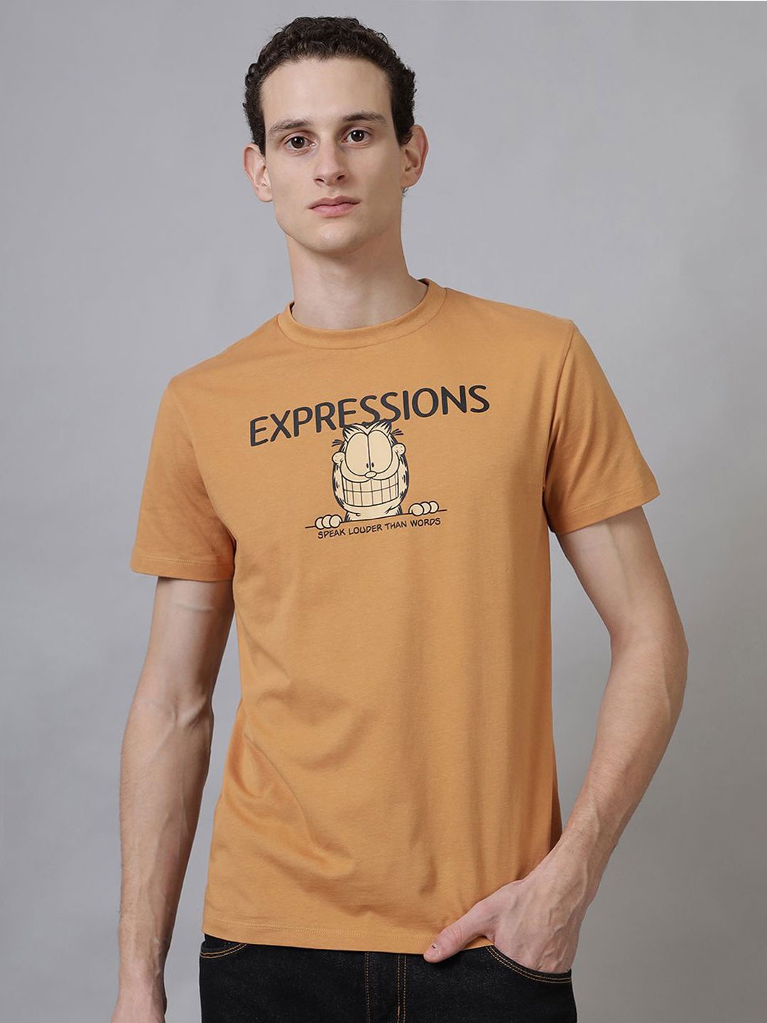 

Free Authority Garfield Printed Pure Cotton T-Shirt, Brown