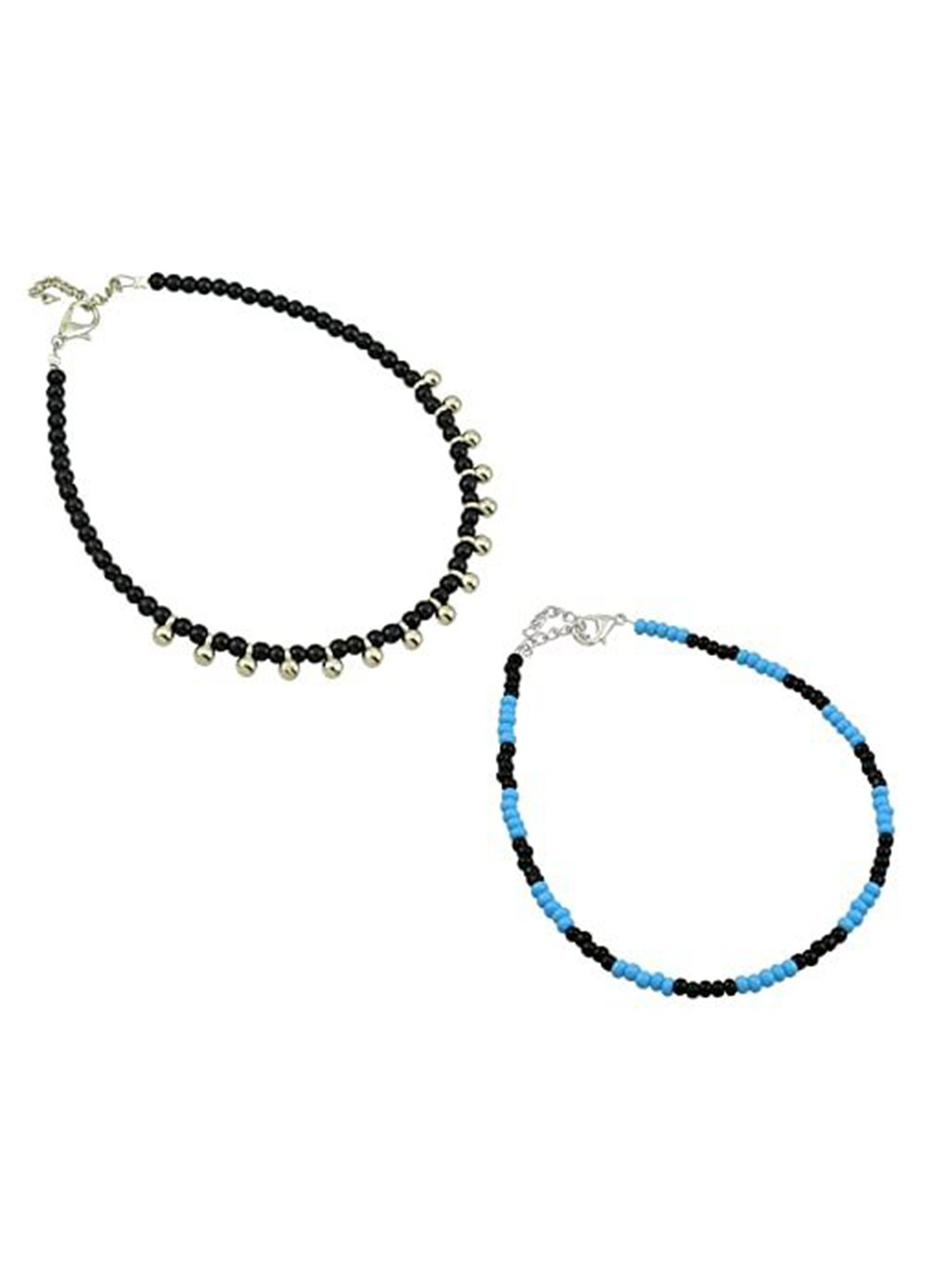 

HIGH TRENDZ Women Set of 2 Anklets, Black