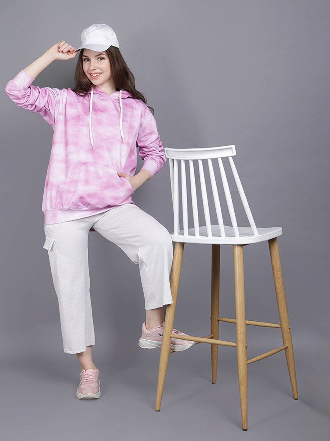 

Wear Your Opinion Women Oversized Printed Hooded Sweatshirt, Pink