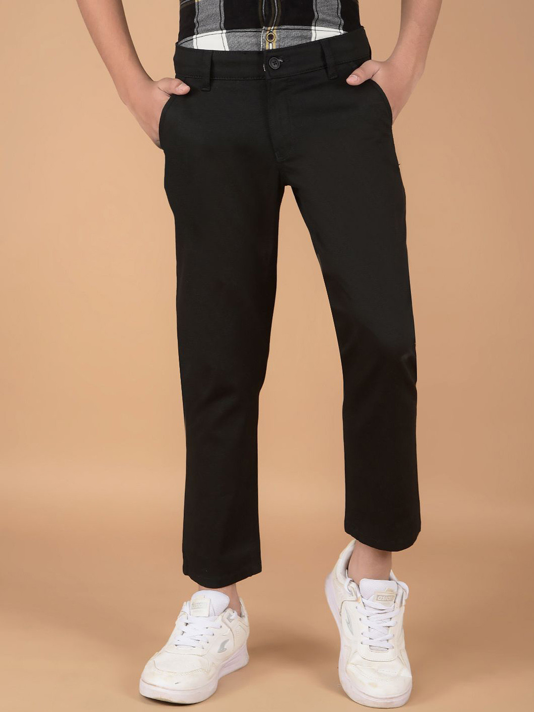 

Crimsoune Club Boys Slim Fit Chinos Trousers, Black