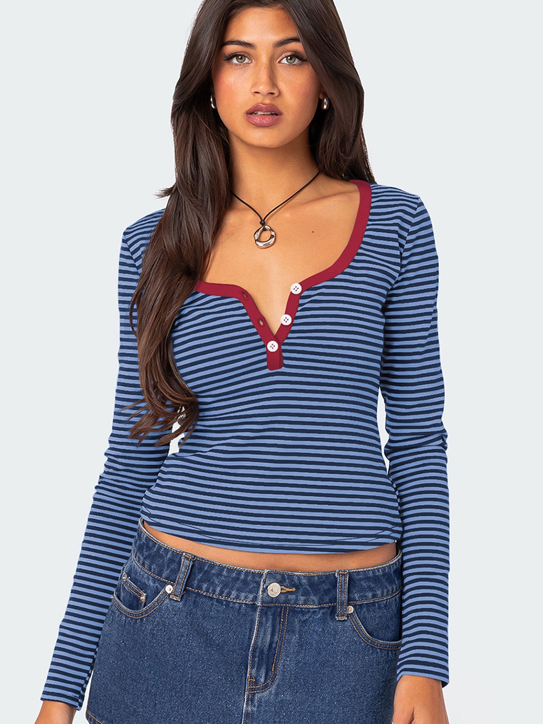 

LULU & SKY Striped Crop Top, Multi