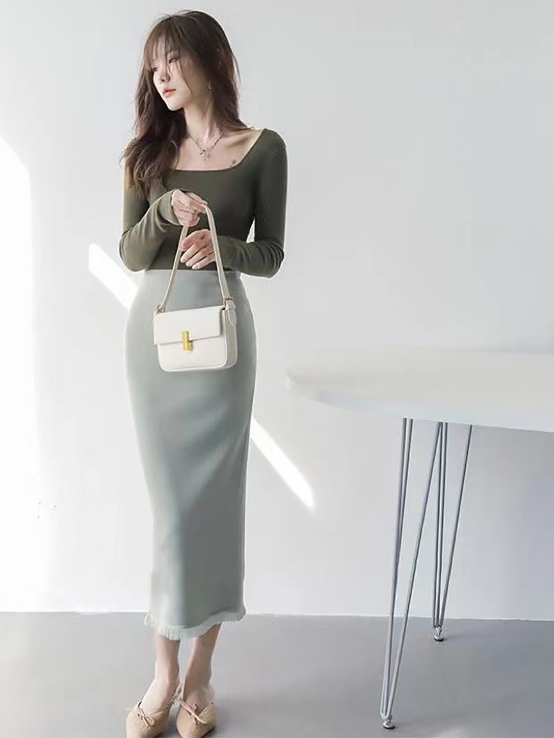 

StyleCast x Revolte Bodycon Maxi Dress, Green