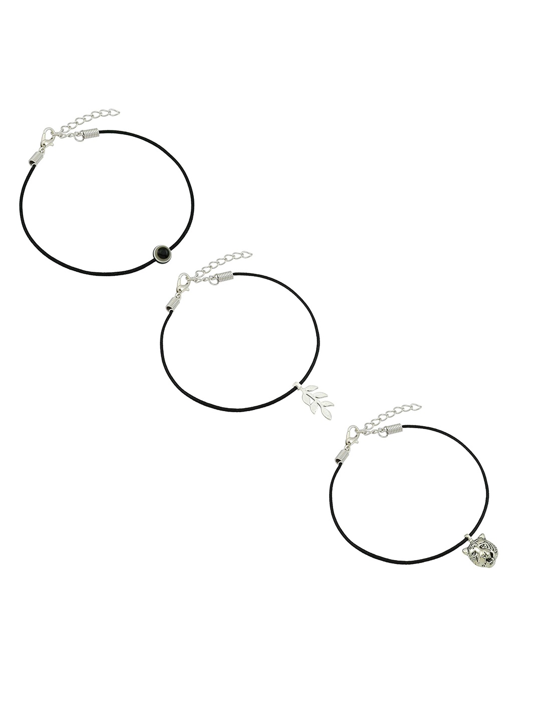 

HIGH TRENDZ Women Set of 3 Anklets, Black