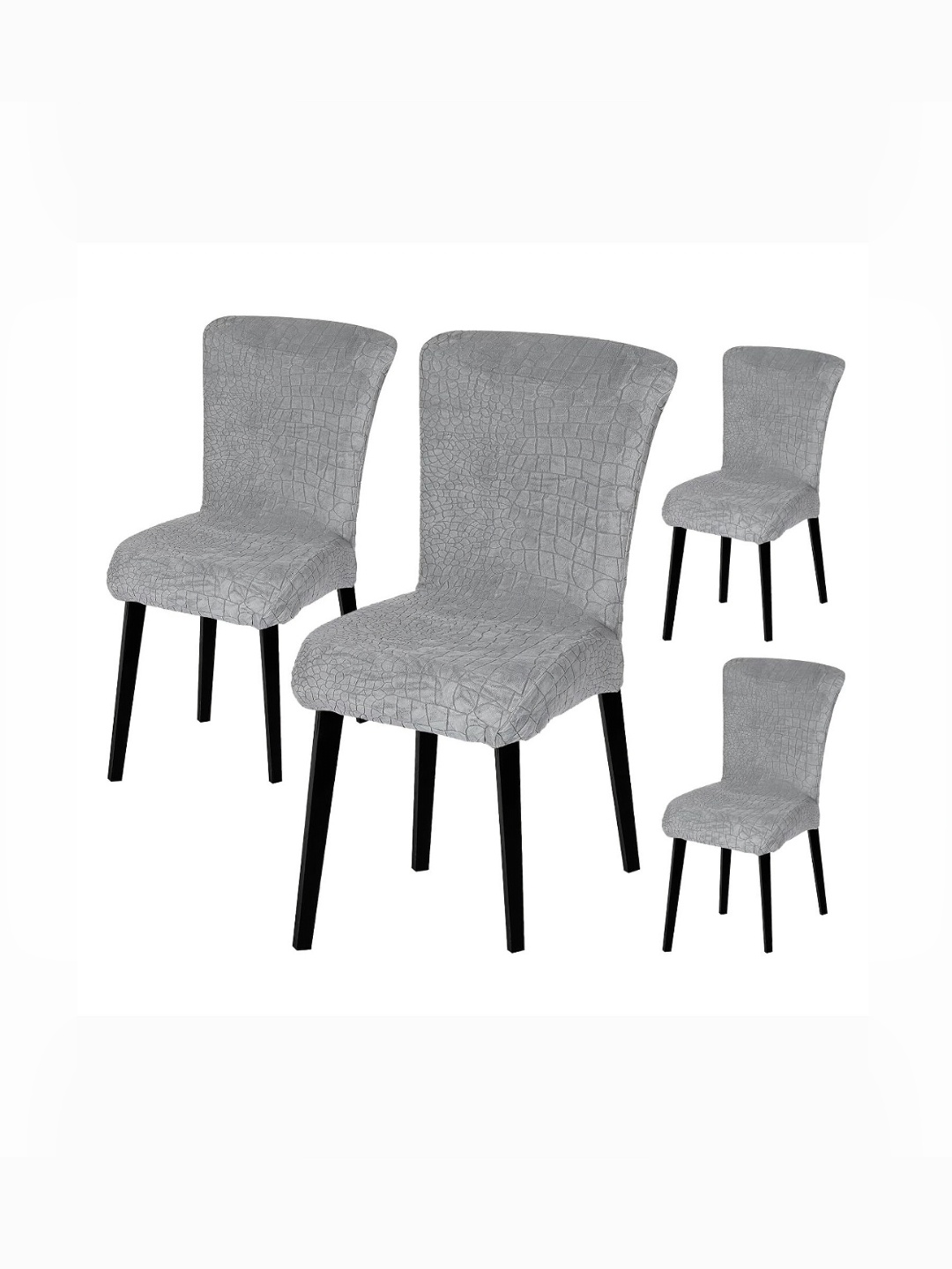 

HOUSE OF QUIRK Grey 4 Pieces Textured Jacquard Stretchable Chair Cover