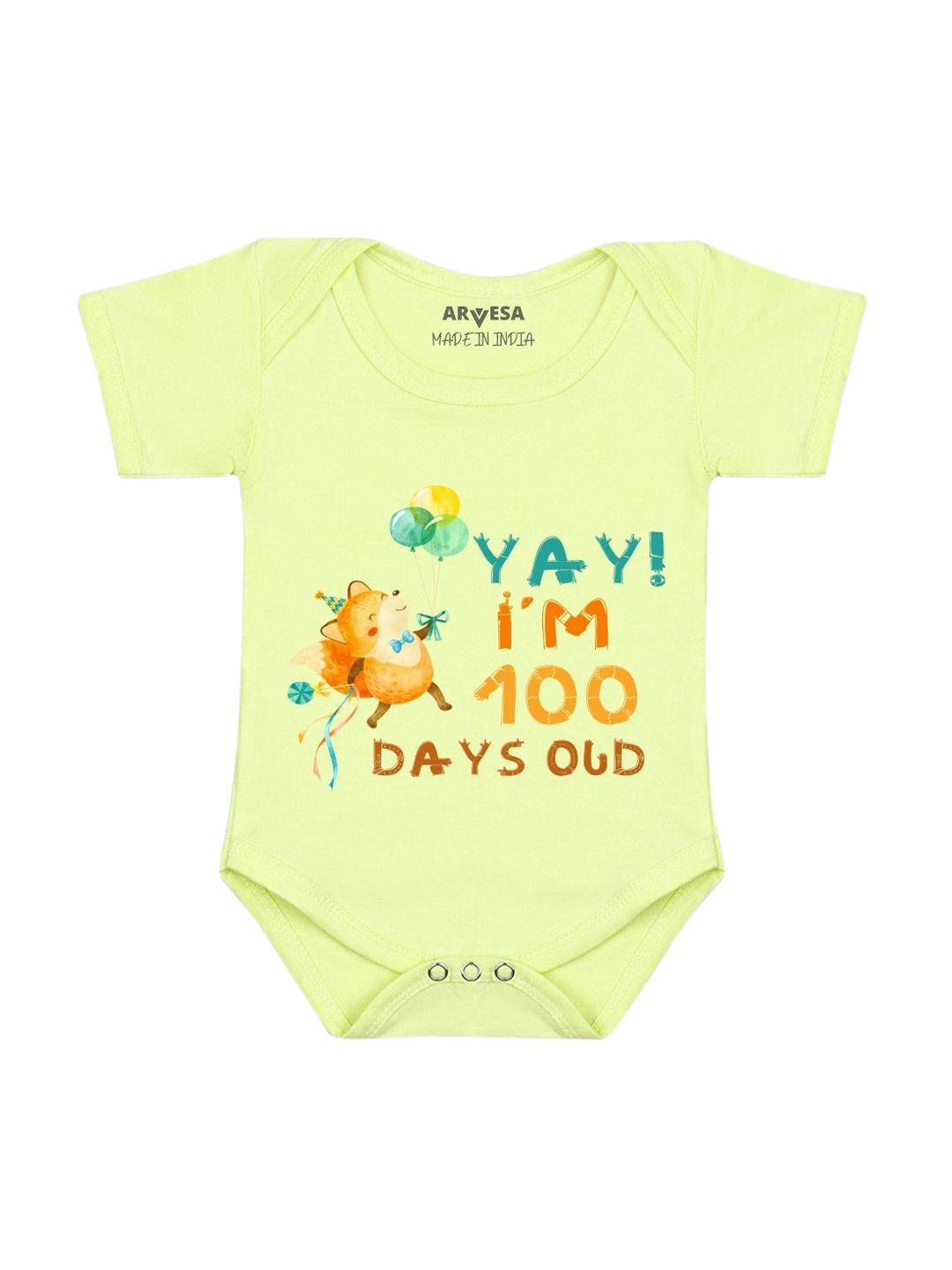 

Arvesa Infants Half Birthday Printed Bodysuit, Yellow