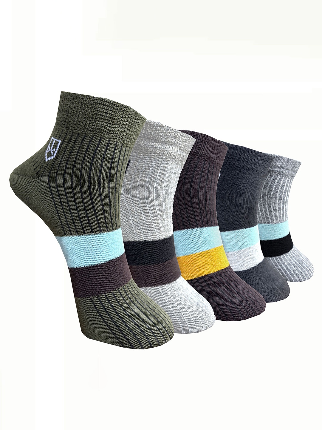 

The Roadster Lifestyle Co Pack Of 5 Striped ankle-Length Socks, Black