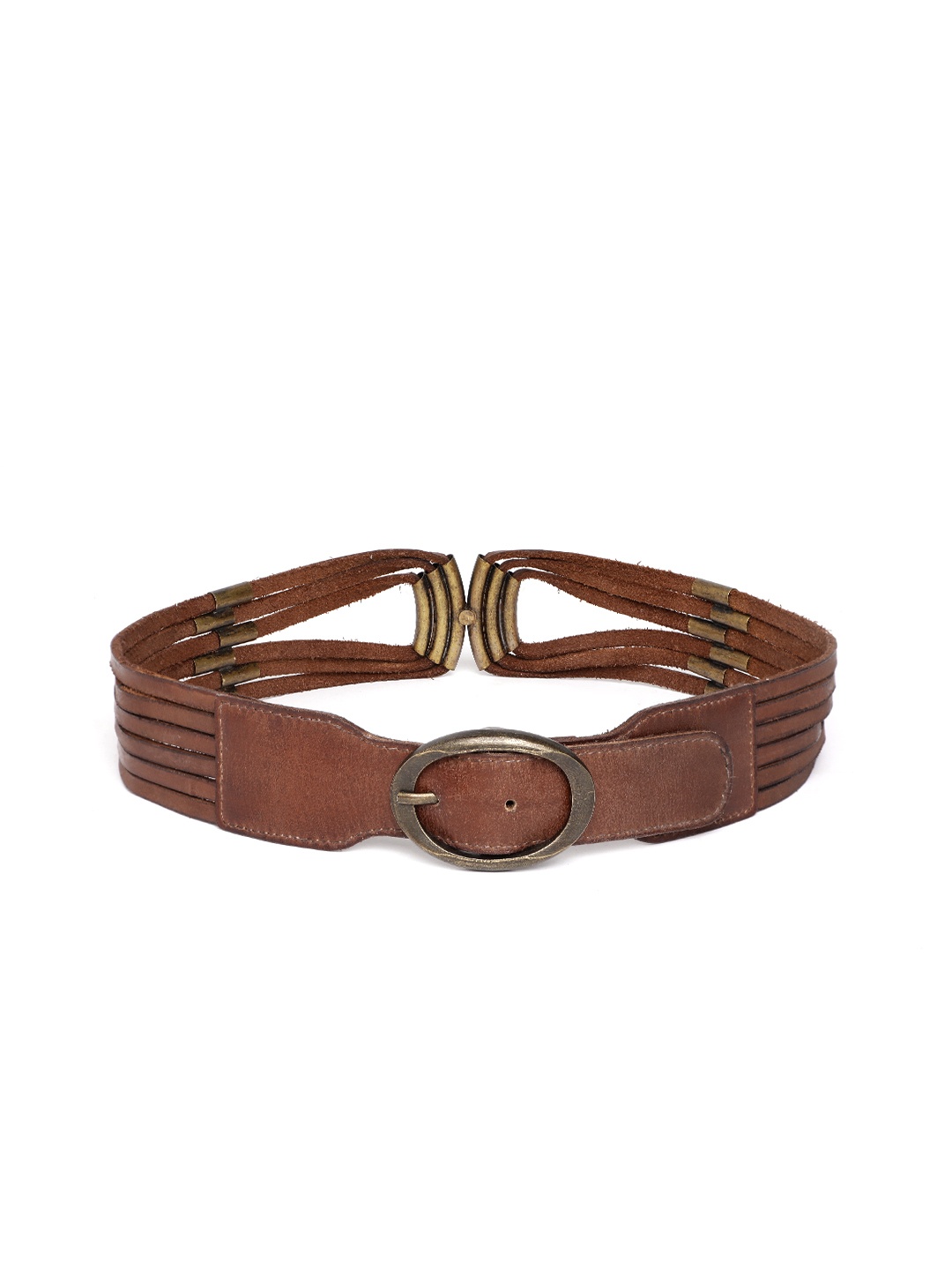 

ART N VINTAGE Women Textured Leather Belt, Tan