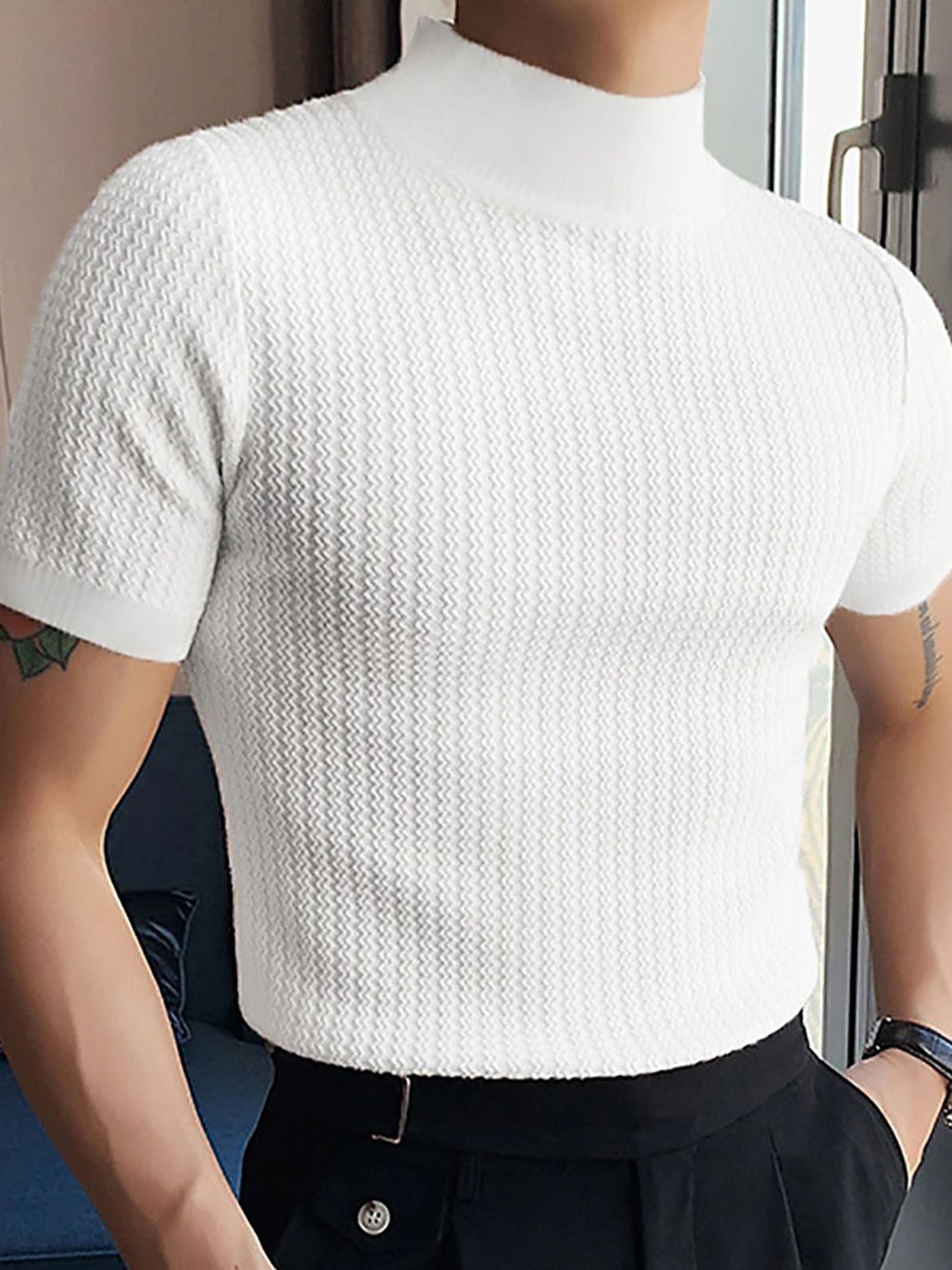 

StyleCast x Revolte Men Ribbed Pullover, White