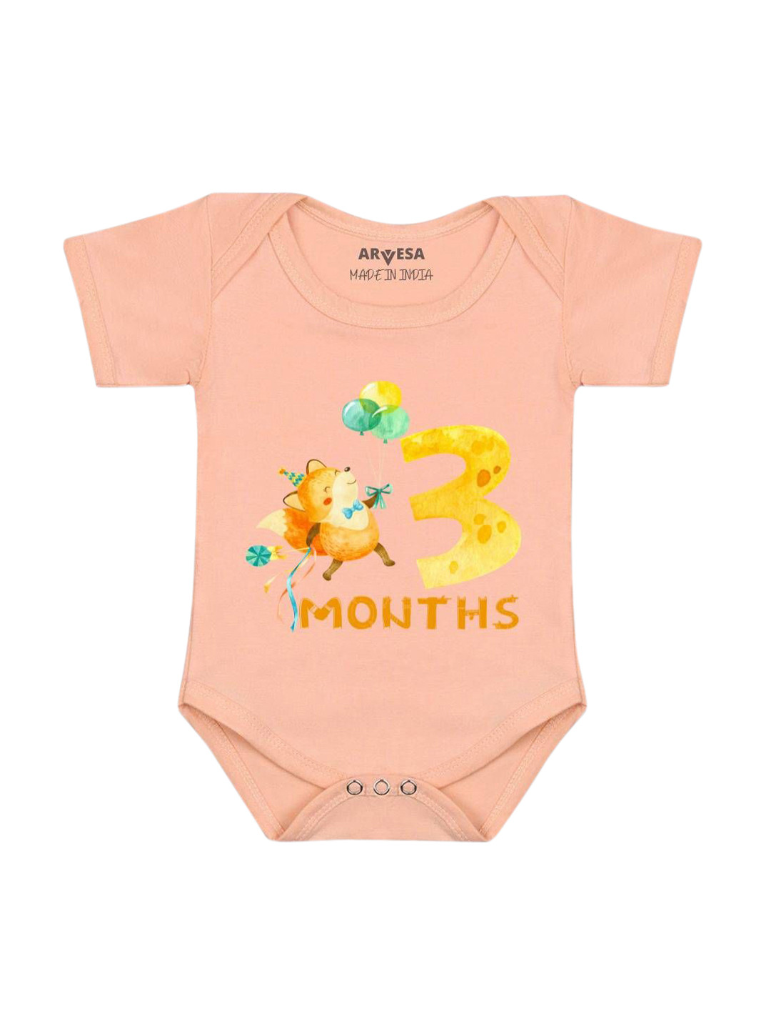 

Arvesa Infants Printed Short Sleeve Bodysuit, Peach