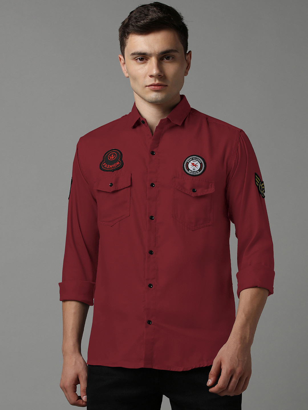 

WOXEN Men Original Opaque Casual Shirt, Maroon