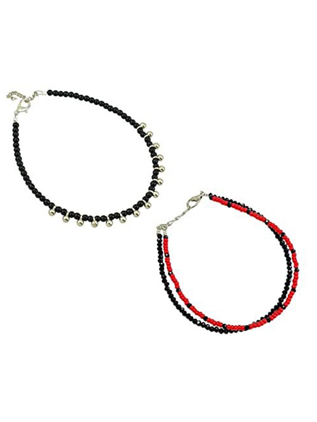 

HIGH TRENDZ Women Set of 2 Anklets, Black