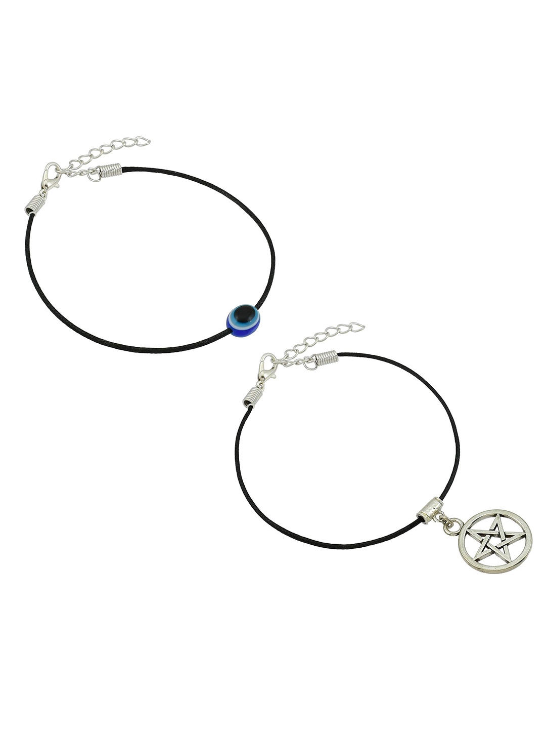 

HIGH TRENDZ Women Set of 2 Anklets, Black