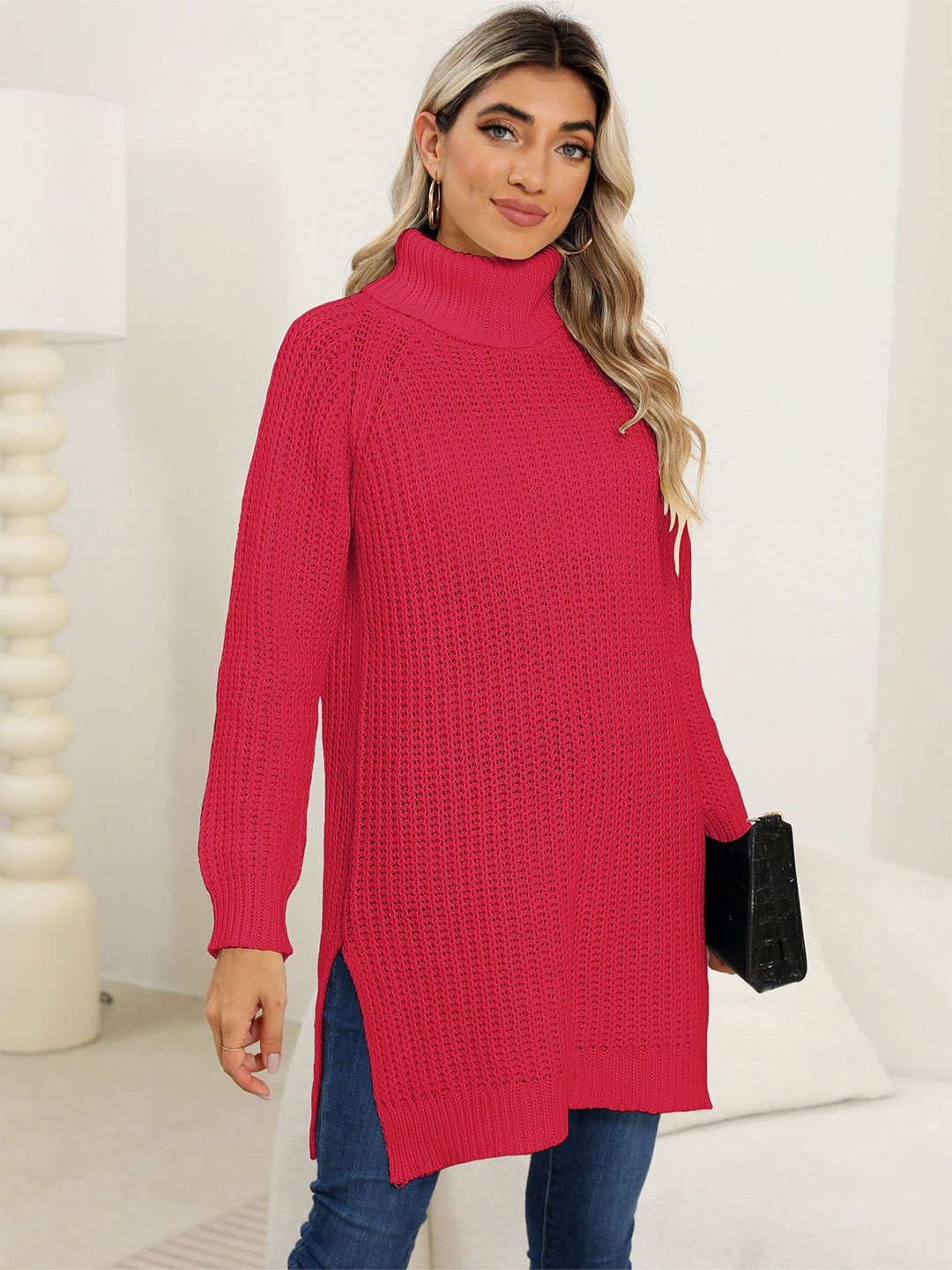 

StyleCast Women Longline Pullover, Fuchsia