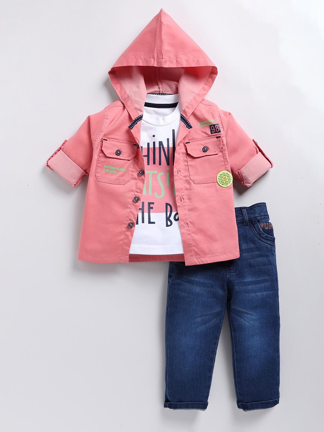 

LITTLE COLLARS Boys Printed Coat with Trousers, Pink