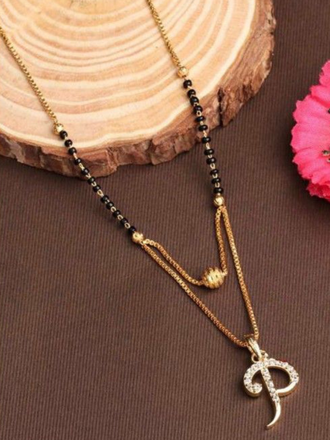 

Wynona Gold-Plated Artificial Beads Mangalsutra