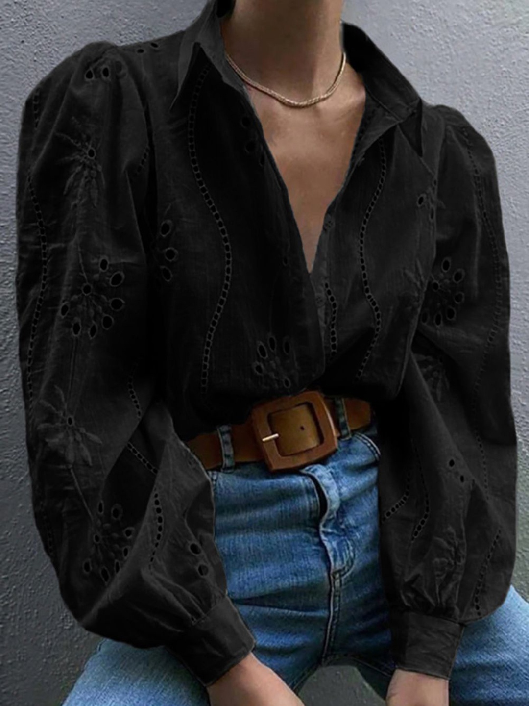 

StyleCast x Revolte Women Opaque Casual Shirt, Black