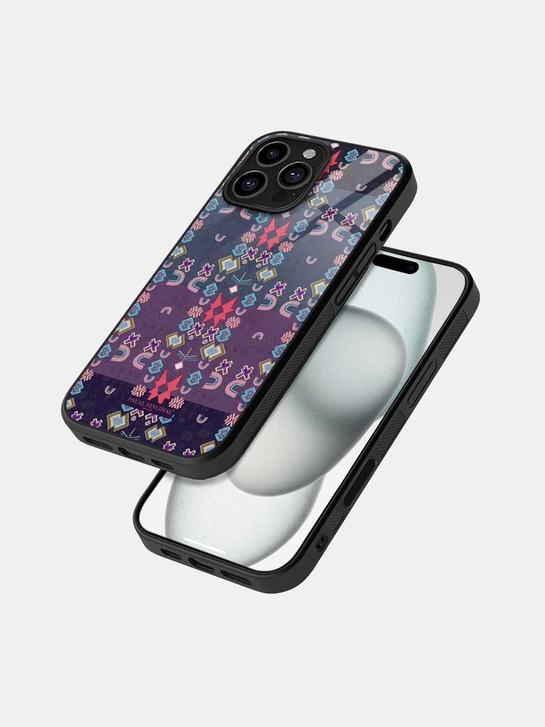 

macmerise Geometric Printed iPhone 16 Pro Max Bumper Case Mobile Accessories, Black