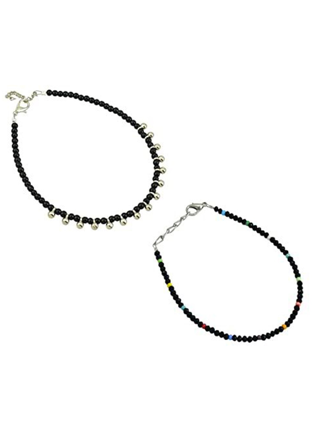 

HIGH TRENDZ Women Set of 2 Anklets, Black